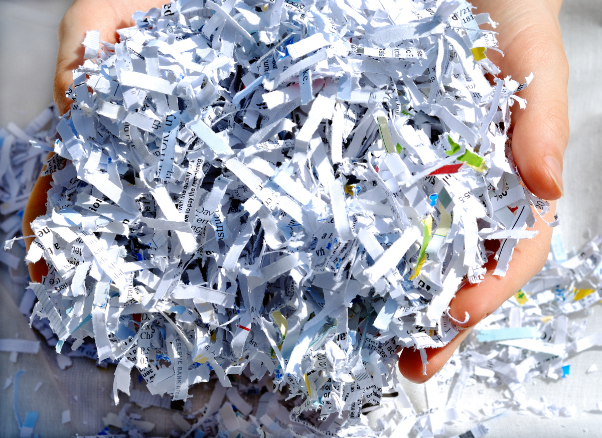 shredded paper in someone's hands